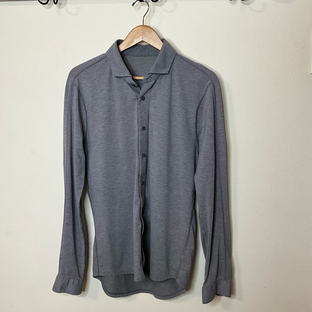 Lululemon Athletica Mens Long Sleeve Shirt Button Down Medium Gray